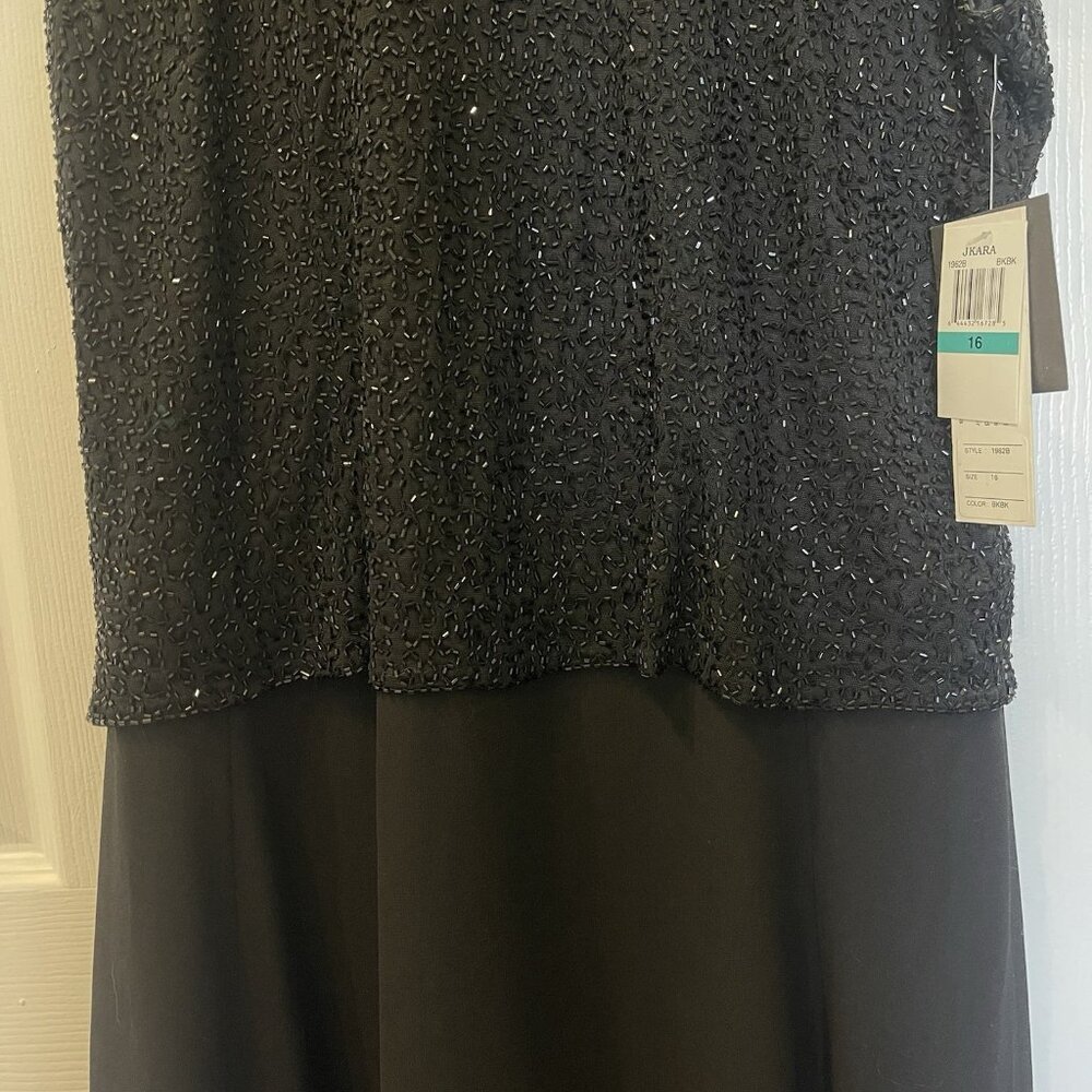 JKARA Women Formal Evening Beaded Maxi Dress Size 16 Mesh Overlay Elegant Formal - Picture 5 of 13